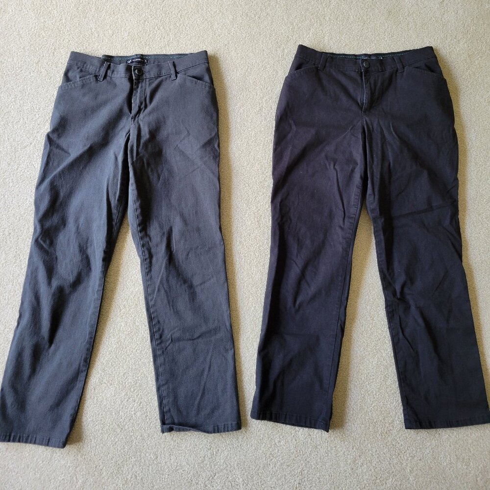Women's Lee Wrinkle-Free Relaxed Fit Straight-Leg Pants 4 Petite 2 PAIRS